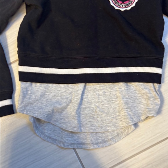 Girls Danskin Black Hooded Sweatshirt with Pink Varsity Patch - Picture 4 of 8